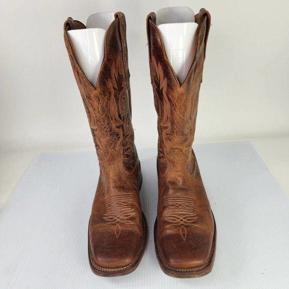 Boulet Canada Men's Brown cowboy boot US 10 D Square Toe western - Picture 3 of 10